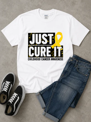 TPHS CHILDHOOD CANCER FUNDRAISER T SHIRT A- JUST CURE IT