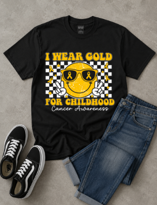 TPHS CHILDHOOD CANCER FUNDRAISER T SHIRT B I WEAR GOLD
