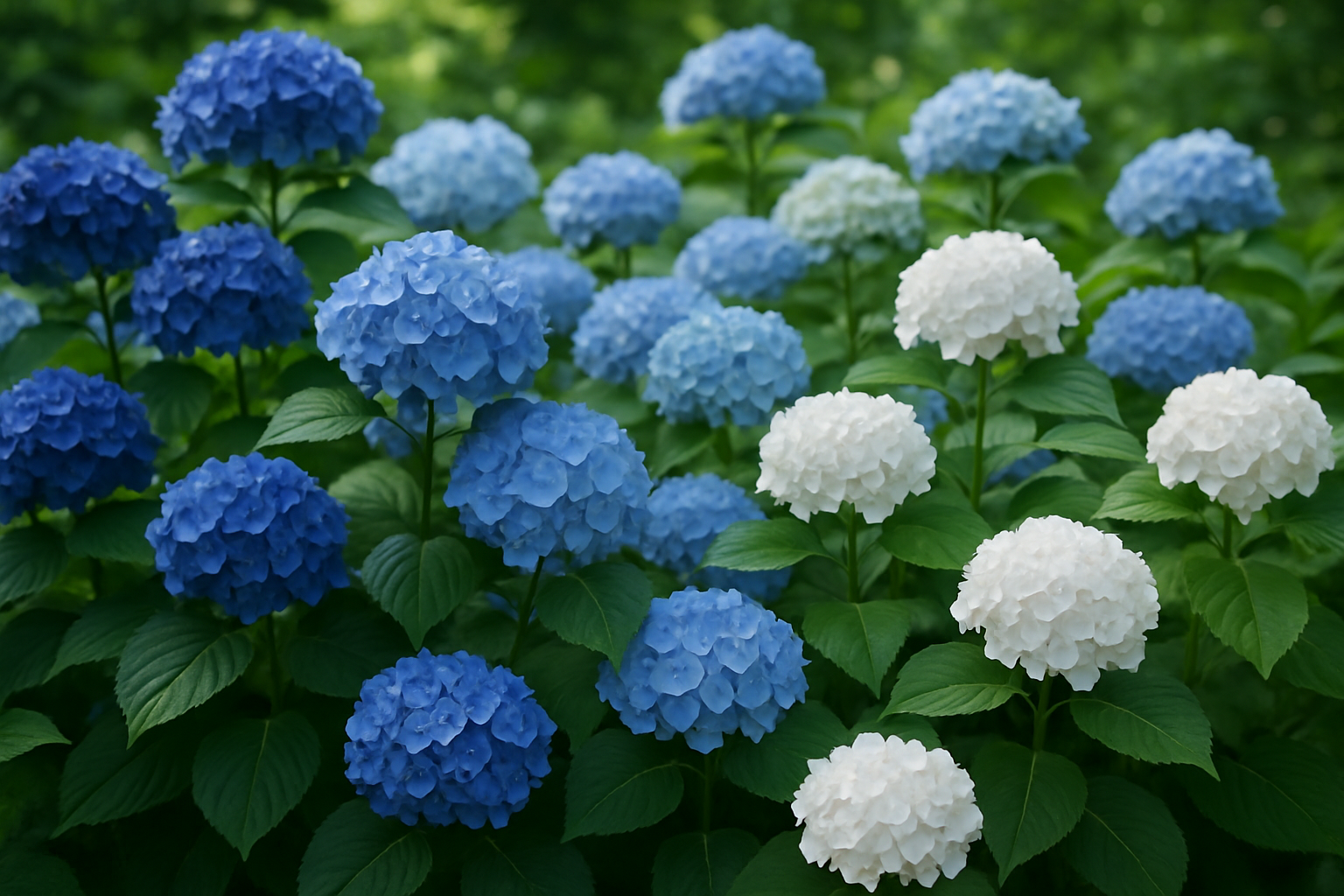 blue and white hydrangas