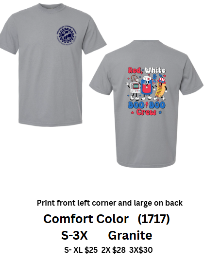 TSEHOOTSSOI MEDICAL CENTER COMFORT COLORS ER DEPT JULY RED WHITE BLUE TSHIRT